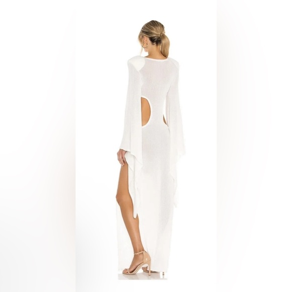 Bronx and Banco NWOT Dalia Kimono Knit Cutout Maxi White Dress Coverup Sz S - Picture 2 of 7